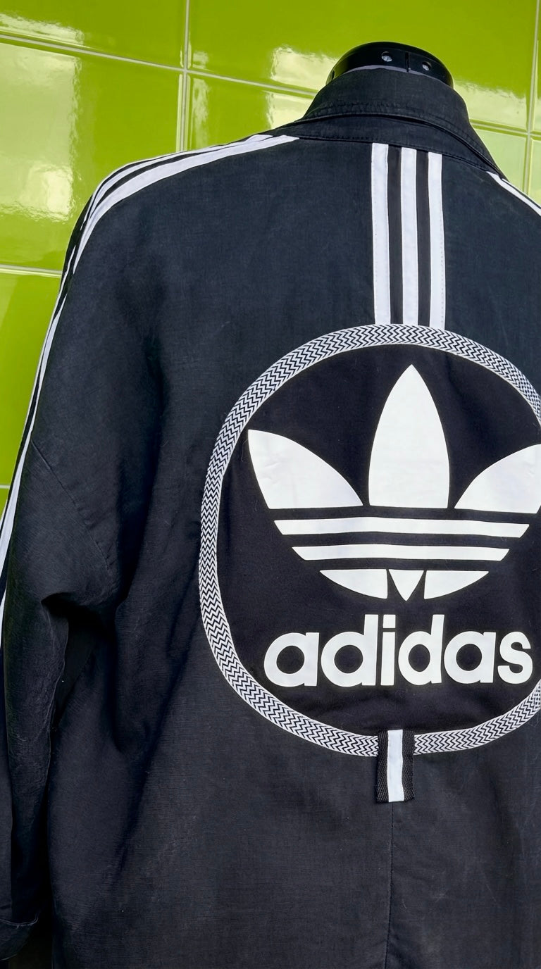 Reworked Adidas Three Stripe Jacket – Drop Shoulder, Unlined Lightweight Summer Layer