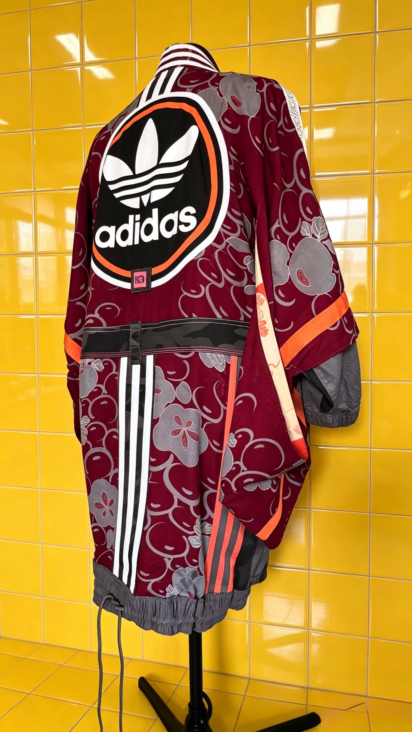 Adidas Reworked Silk Kimono-Burgundy/orange/grey
