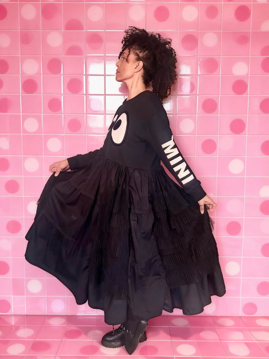 Eyes dress, jersey, cotton and tulle mix