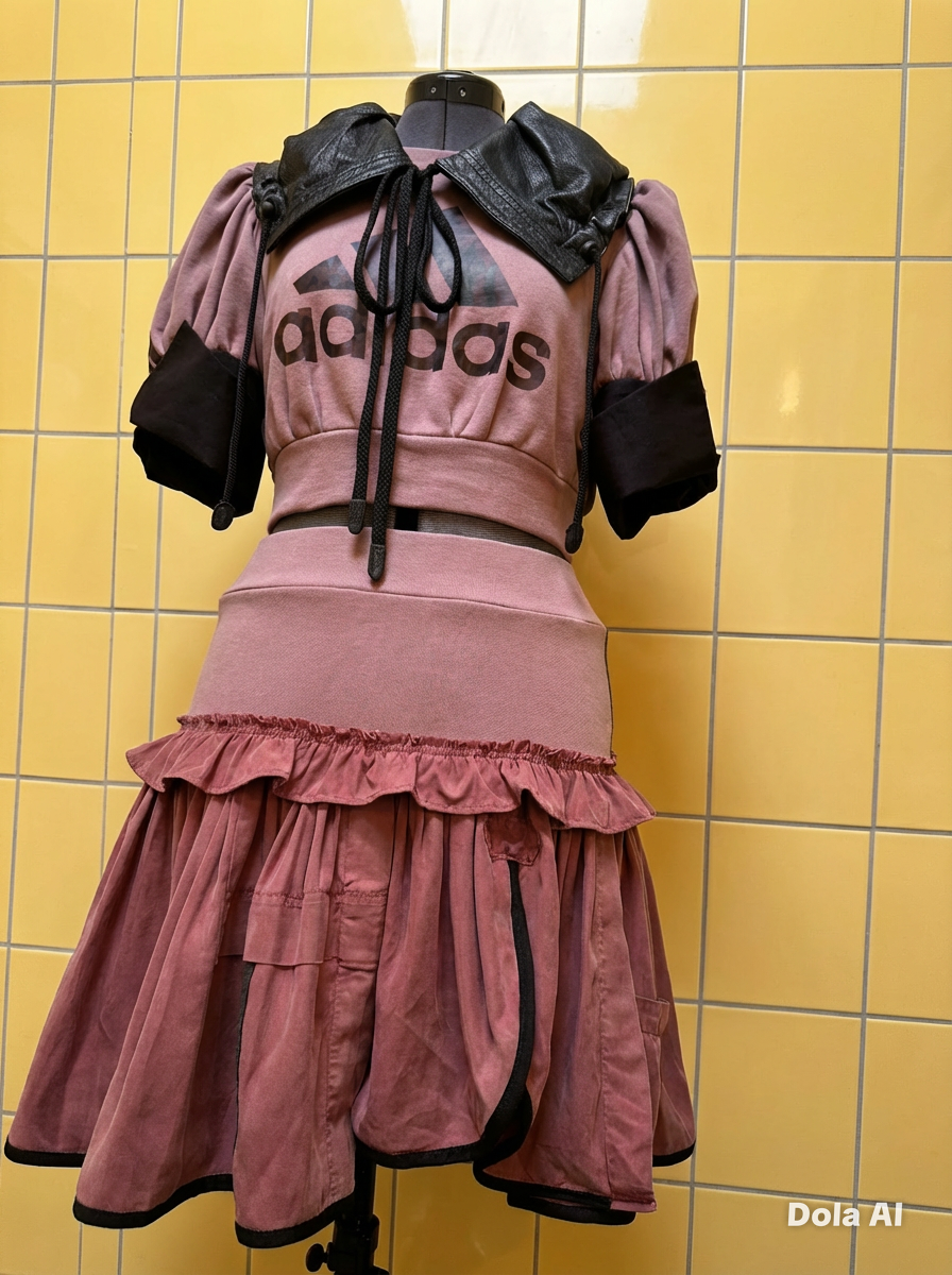 ADIDAS- Dusky Pink co-ordinate set with leather collar bag.