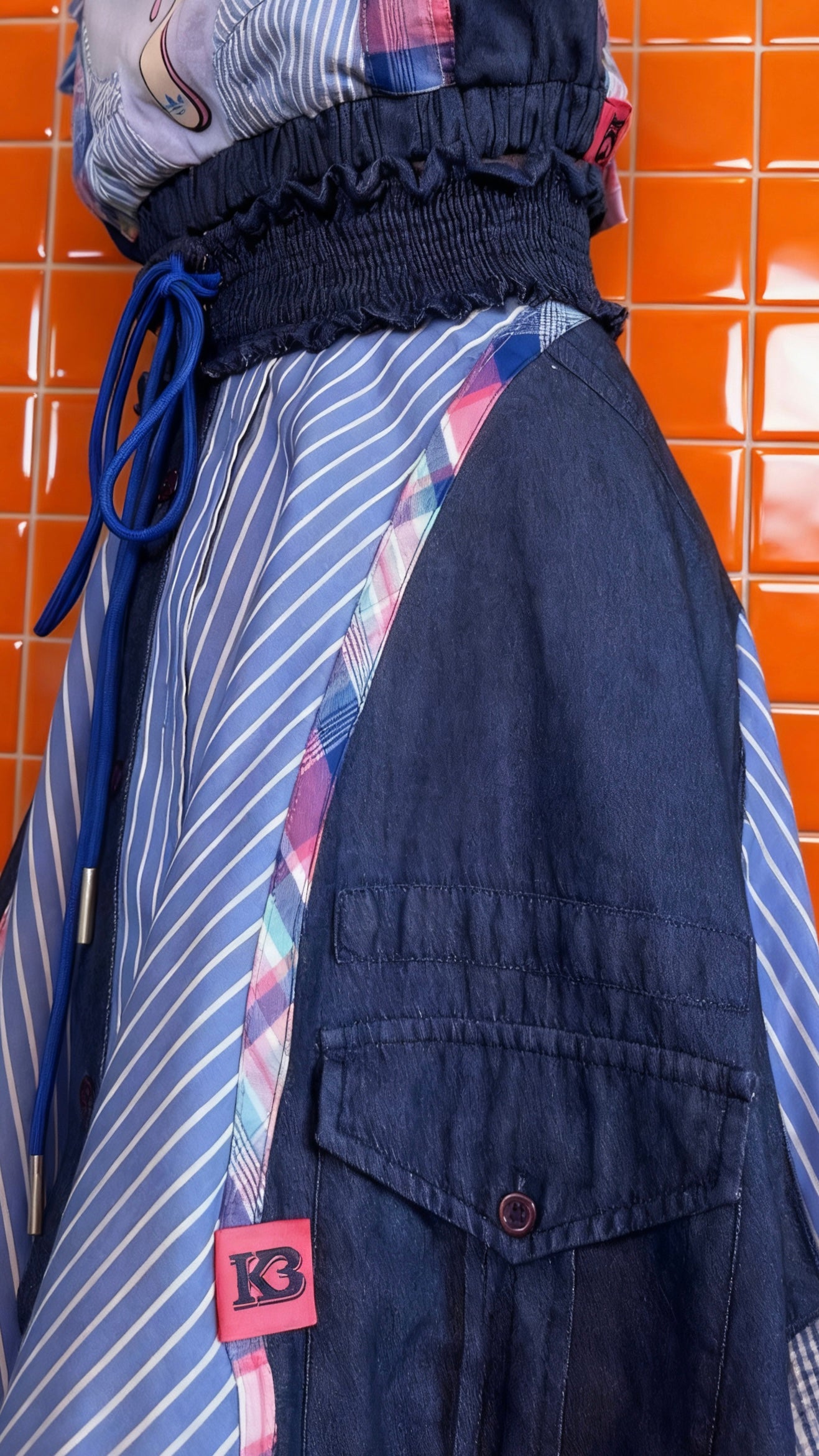 Reworked Adidas Co-Ord Set — Upcycled Streetwear Outfit, Tie Back Top & Patchwork Skirt, Festival Summer Two Piece
