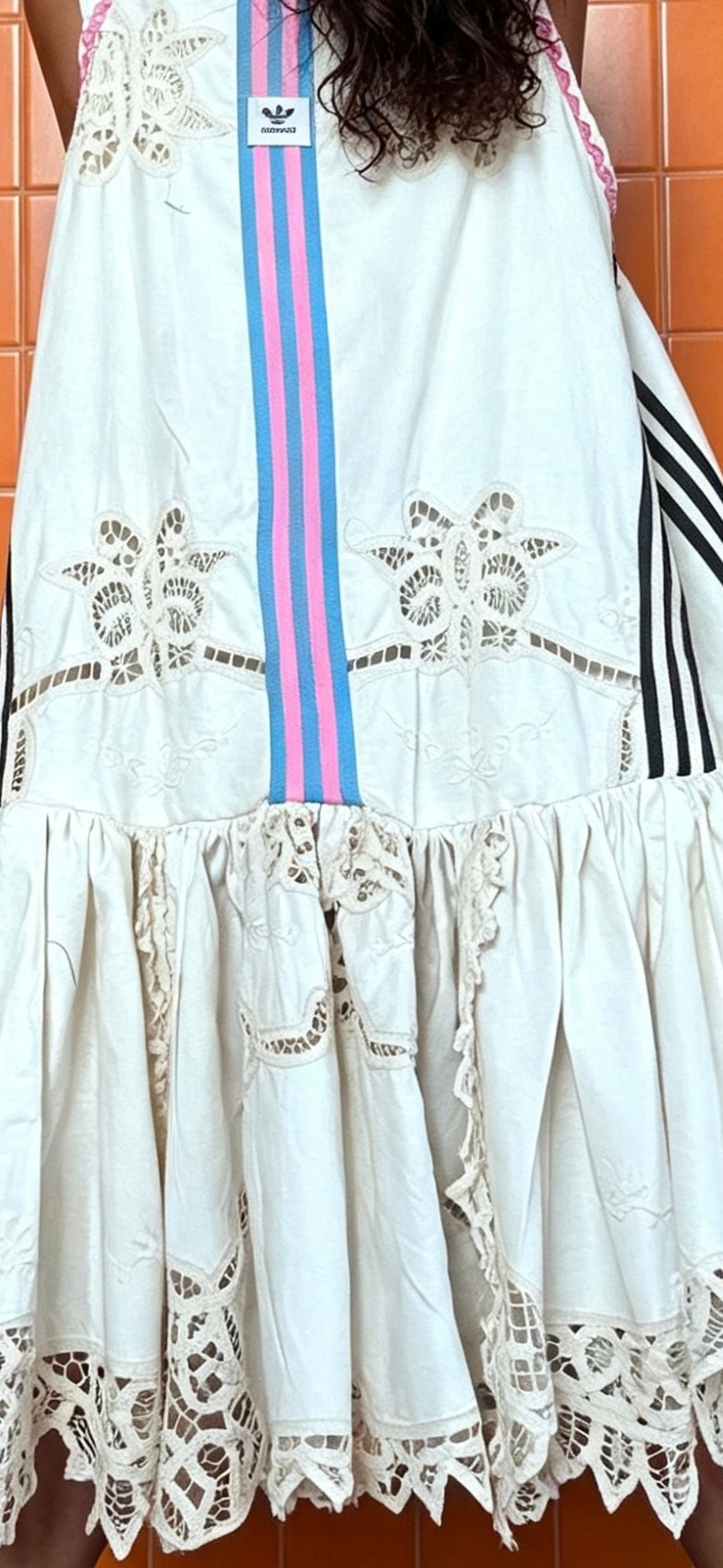 Handmade Vintage Tablecloth Swing Dress | Adjustable Straps | Pockets | Size 12 / Medium