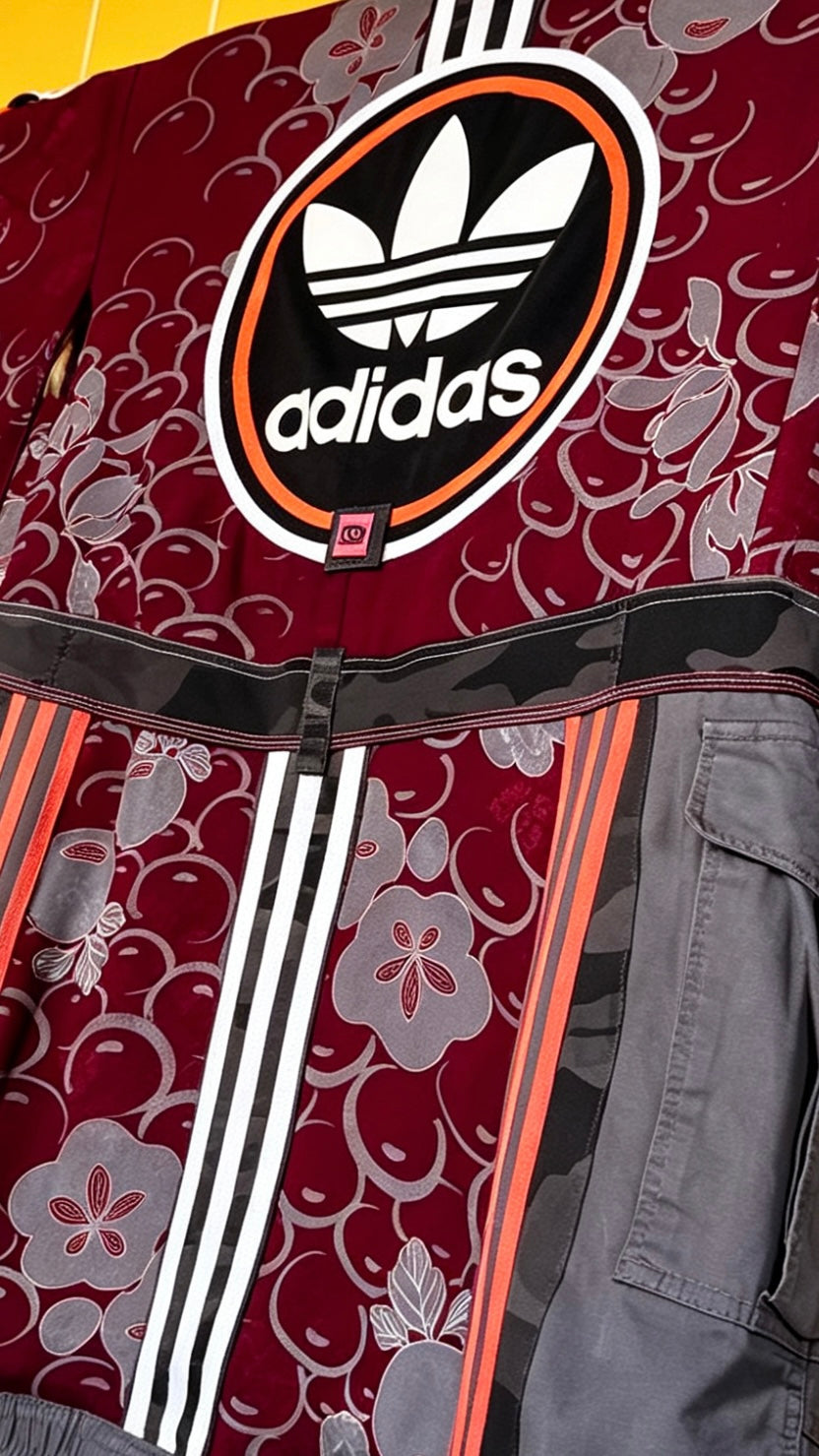 Adidas Reworked Silk Kimono-Burgundy/orange/grey