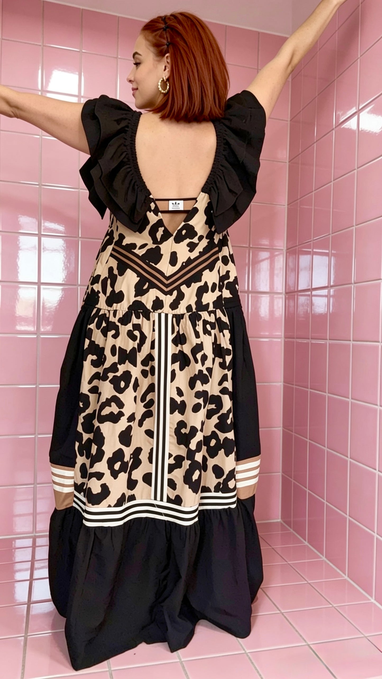 Adidas Reworked Leopard Print Trapeze Maxi Dress | One of a Kind Upcycled Statement Piece | Oversized UK 10–16