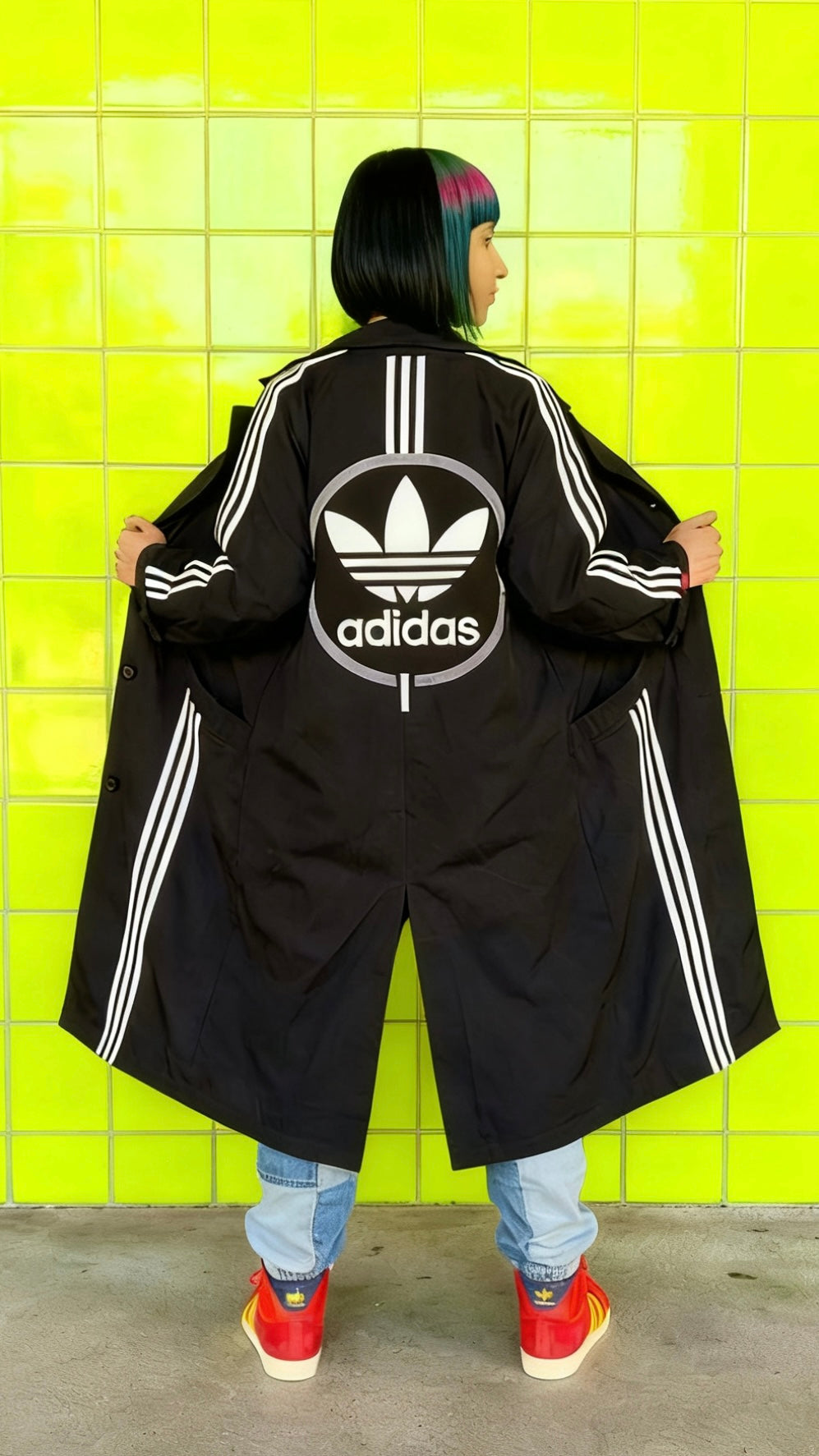 Reworked Adidas Three Stripe Jacket – Drop Shoulder, Unlined Lightweight Summer Layer