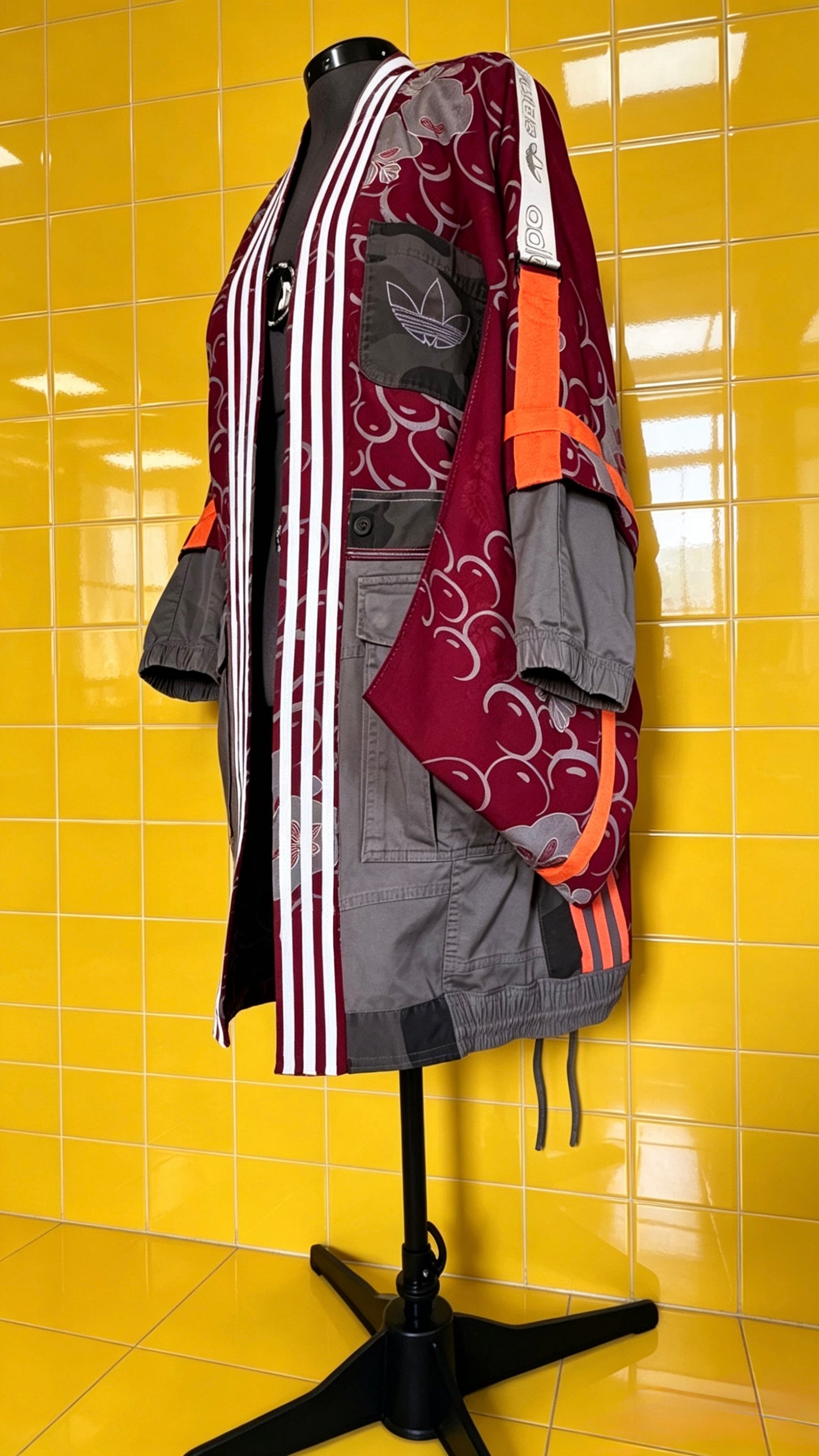 Adidas Reworked Silk Kimono-Burgundy/orange/grey