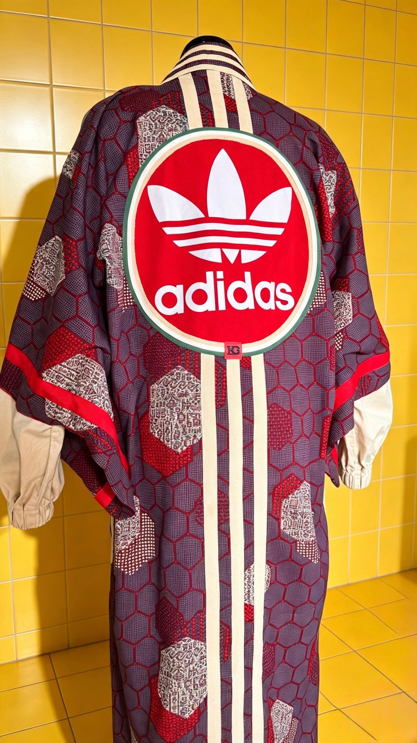 Longline Adidas Statement Kimono hex patch print red logo