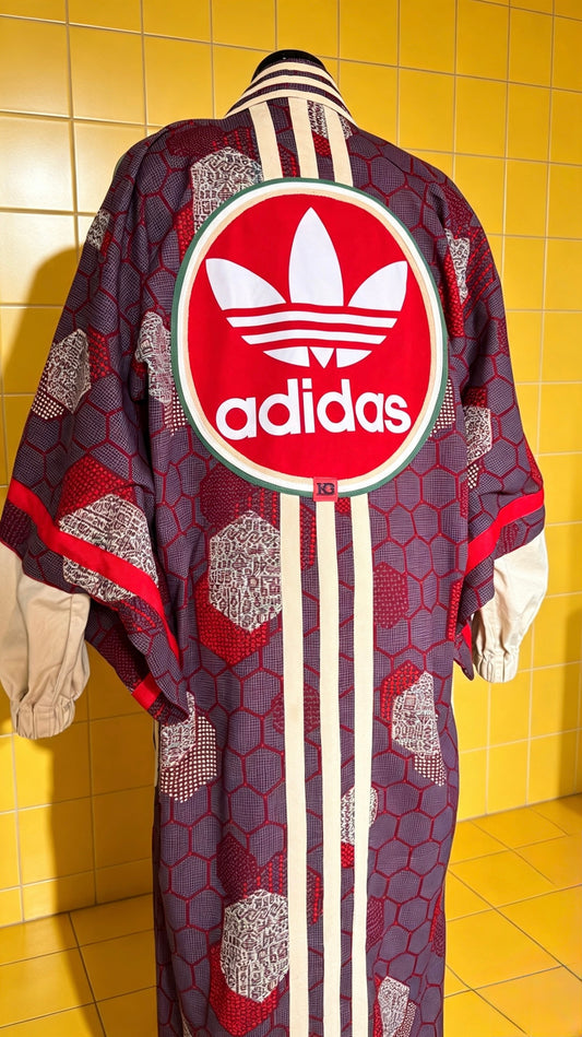 Longline Adidas Statement Kimono hex patch print red logo