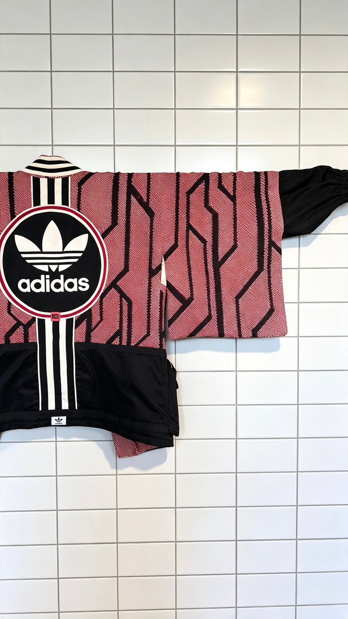 Red, Black &amp; Ivory Haori Kimono with Black Cargo Detailing