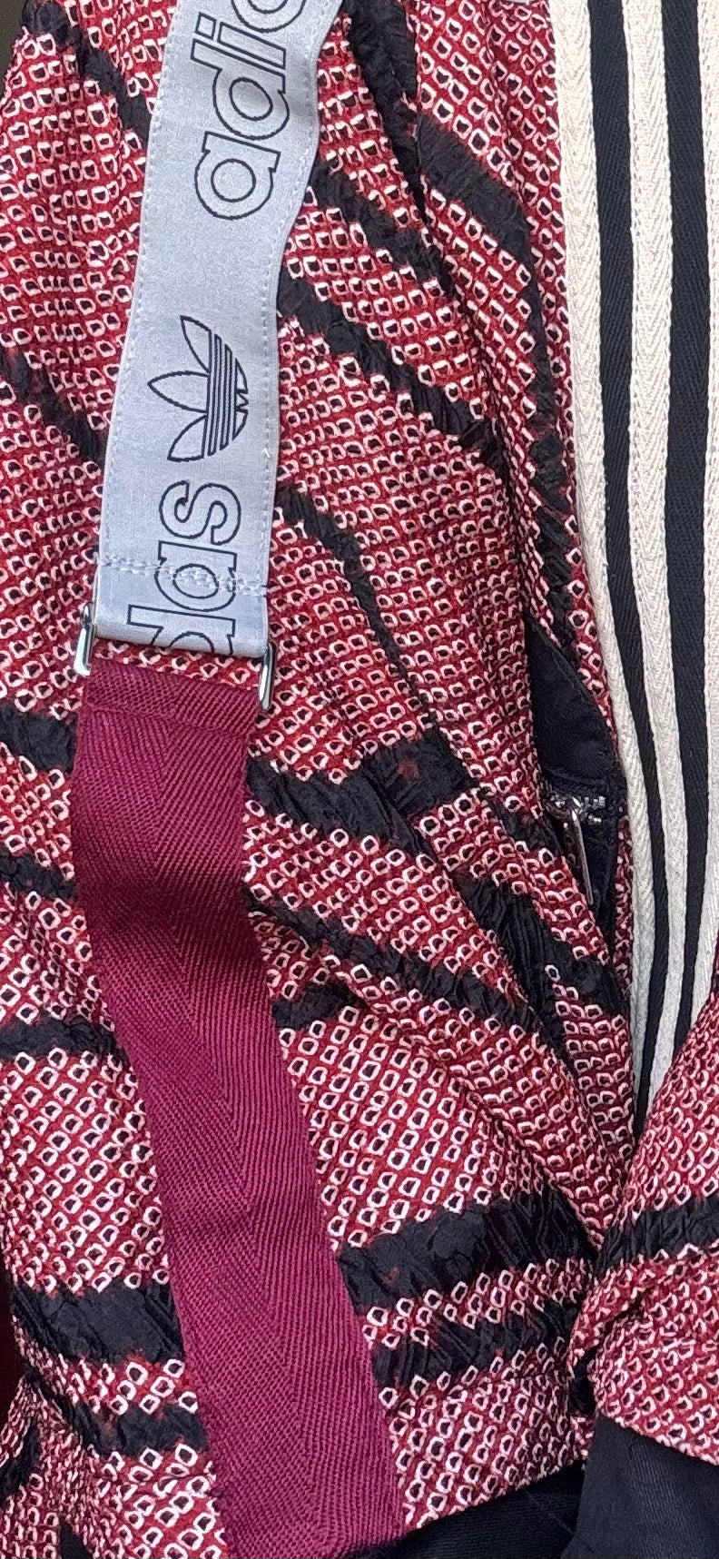 Red, Black &amp; Ivory Haori Kimono with Black Cargo Detailing
