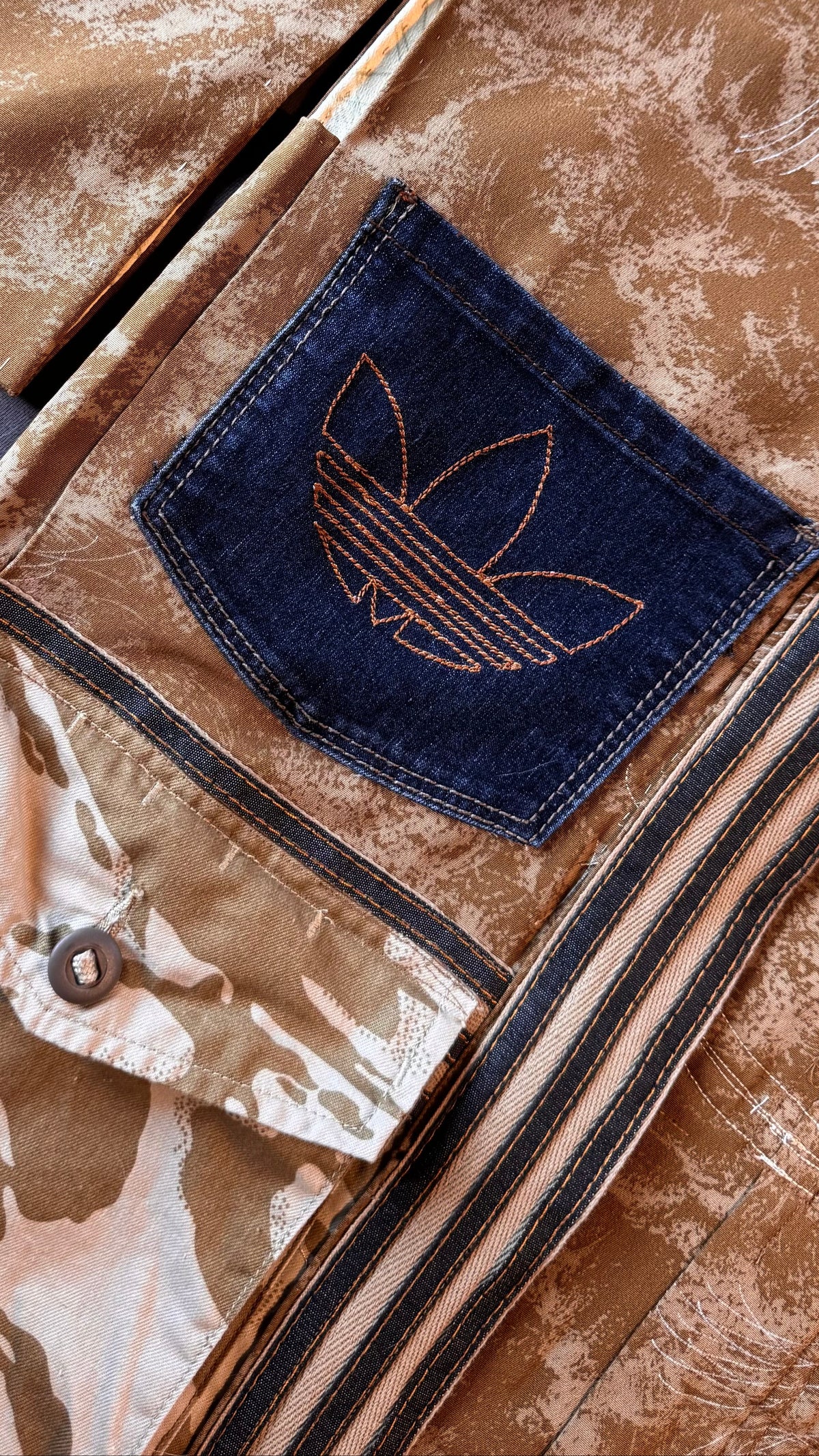 Hooded Denim Haori Kimono with Neutral Camo