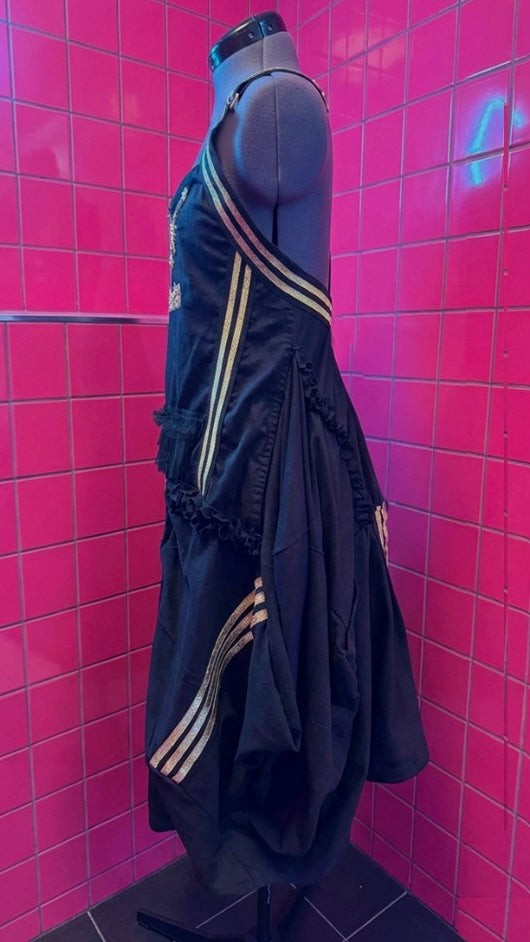 Adidas sport dress, gold sequin, black jersey