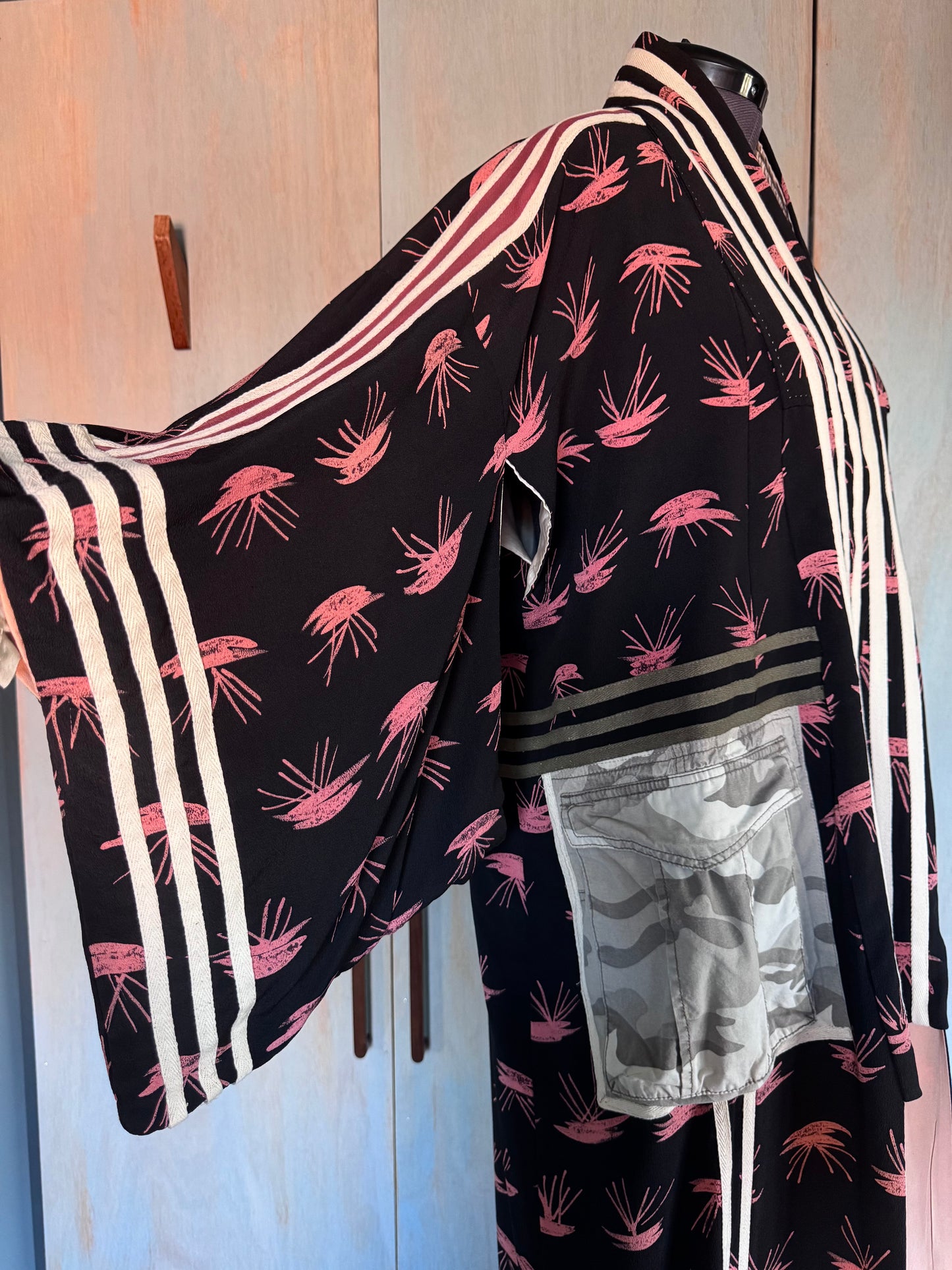 Adidas Reworked Longline Silk Kimono – Camo Pocket Detail