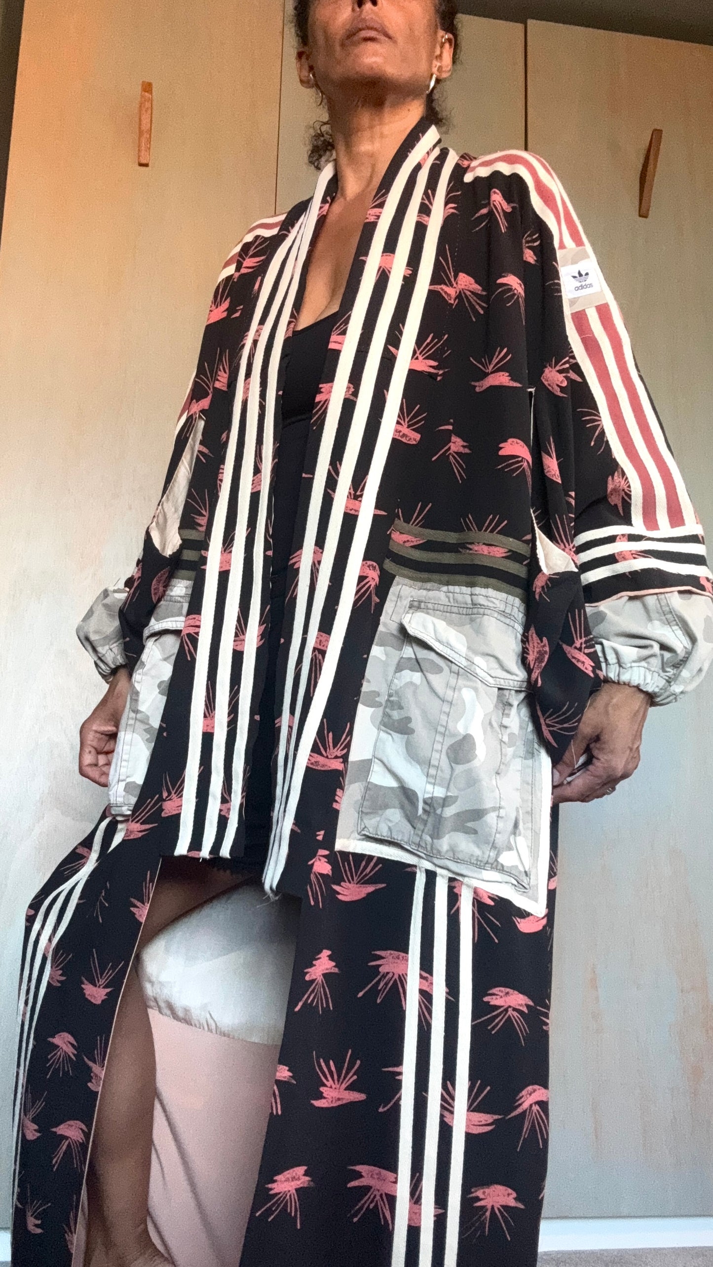 Adidas Reworked Longline Silk Kimono – Camo Pocket Detail