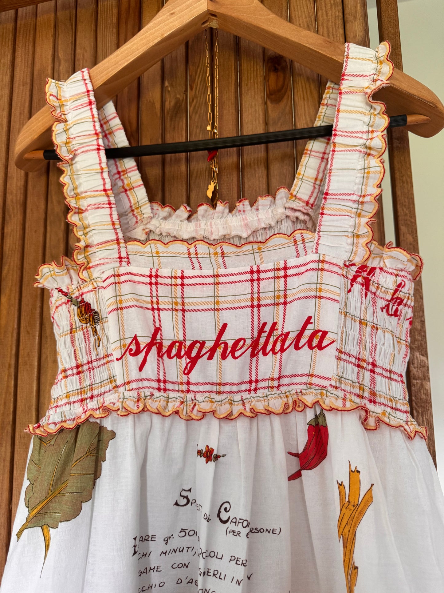 Spaghetti recipe Print dress- tiered maxi dress, shirred bodice