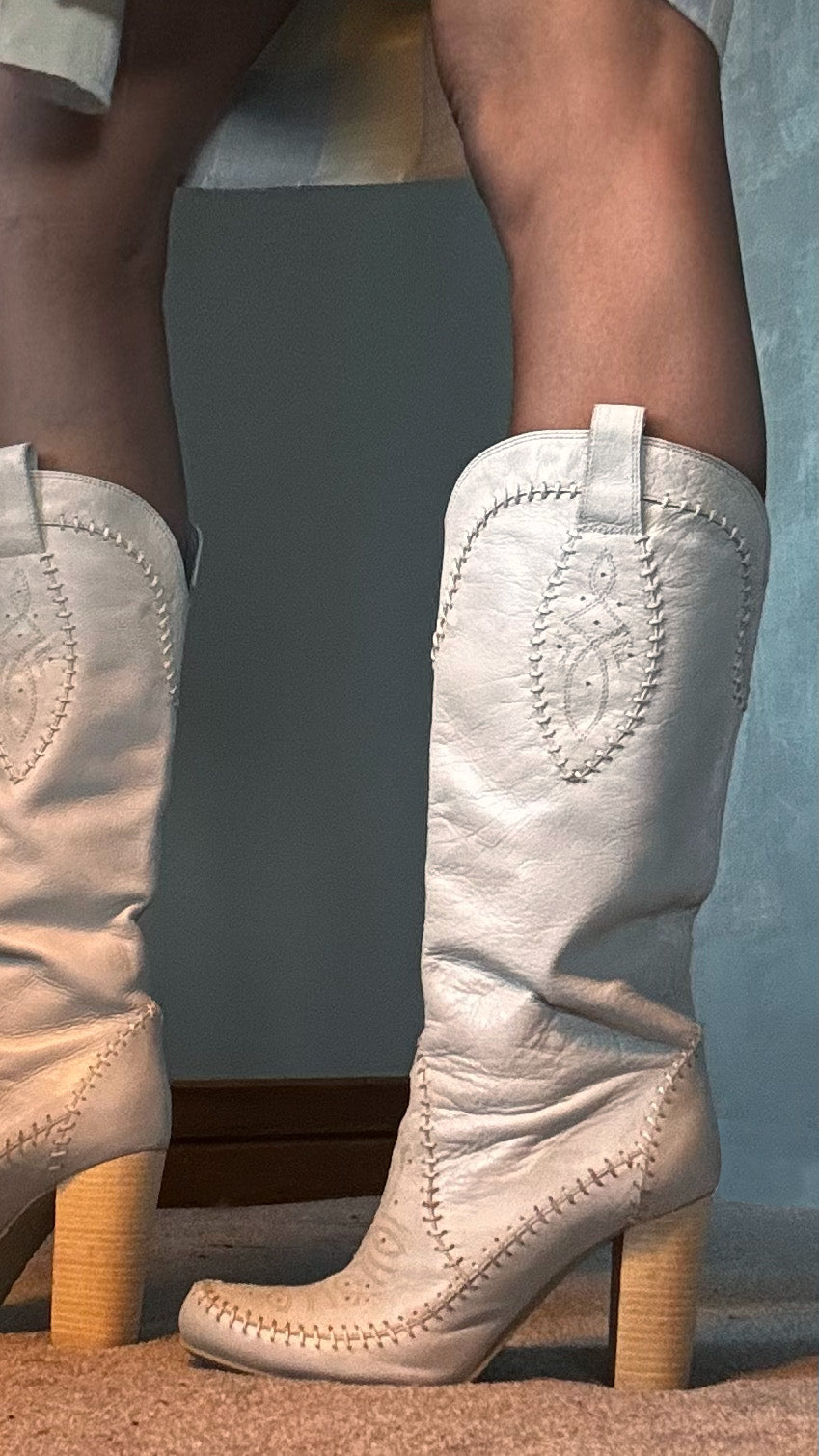 Cowboy/Mocassin boot- duck egg colourway.