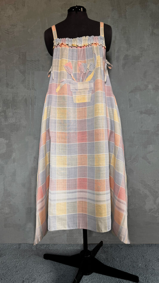 checked pastel hanky hem linen summer dress
