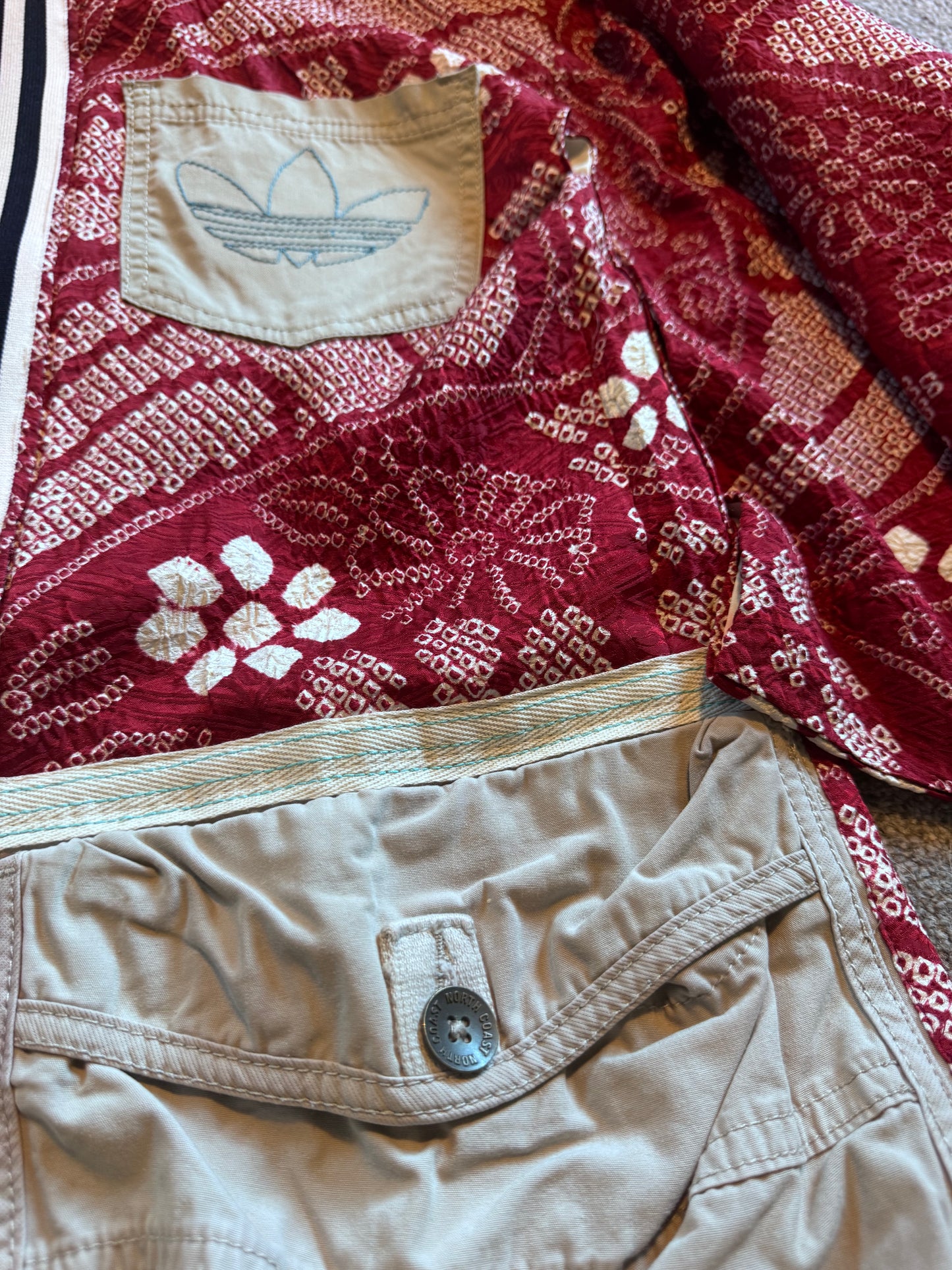 Adidas Reworked Red Silk Patterned Kimono