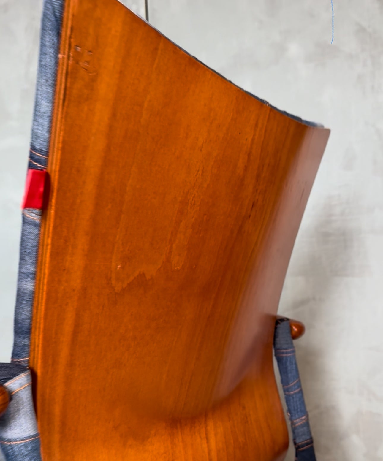 Denim chair with embroidered bird, patchwork denim, office chair