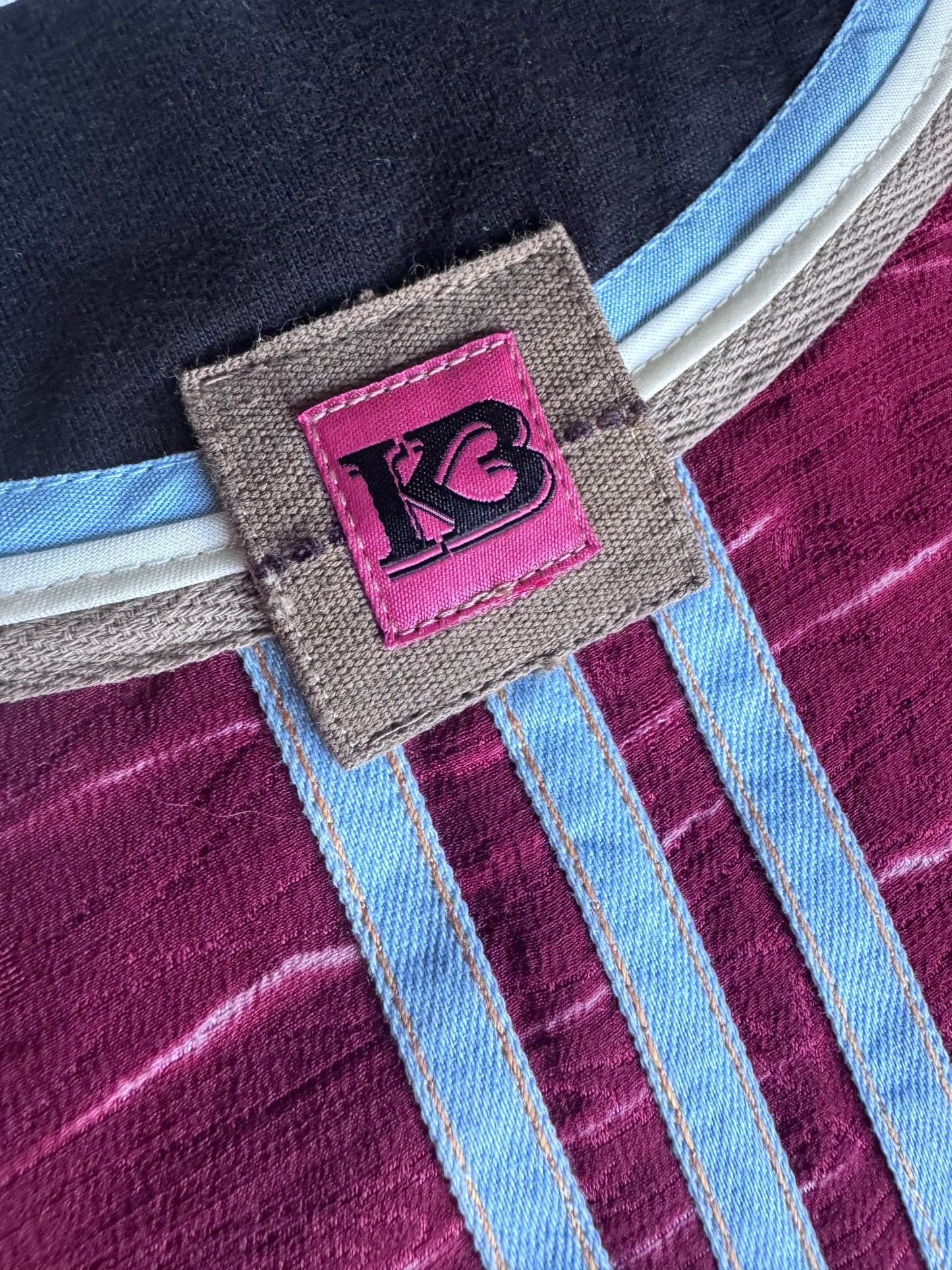 Dusky Pink Kimono with Olive green cargo pocket and blue stripeDusky Pink Textured Silk Kimono Cargo Jacket | Reworked Designer-Inspired Statement Piece