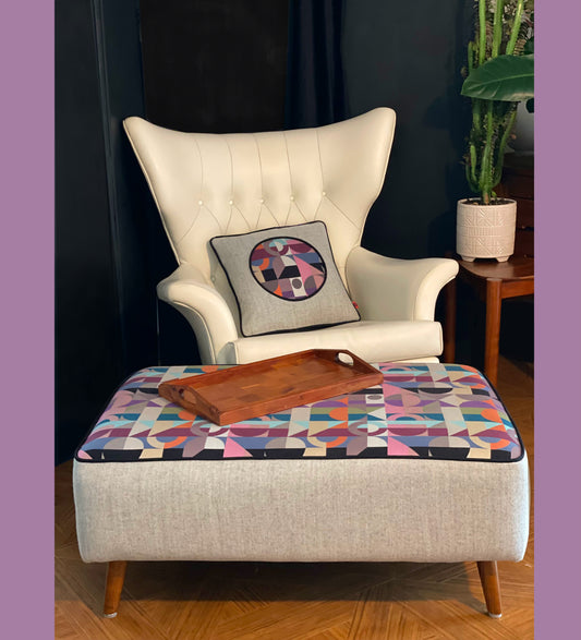 Footstool covered in Osbourne and Little-Motown