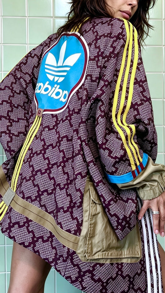 Adidas Reworked Cocoa Plum Textured Silk Kimono