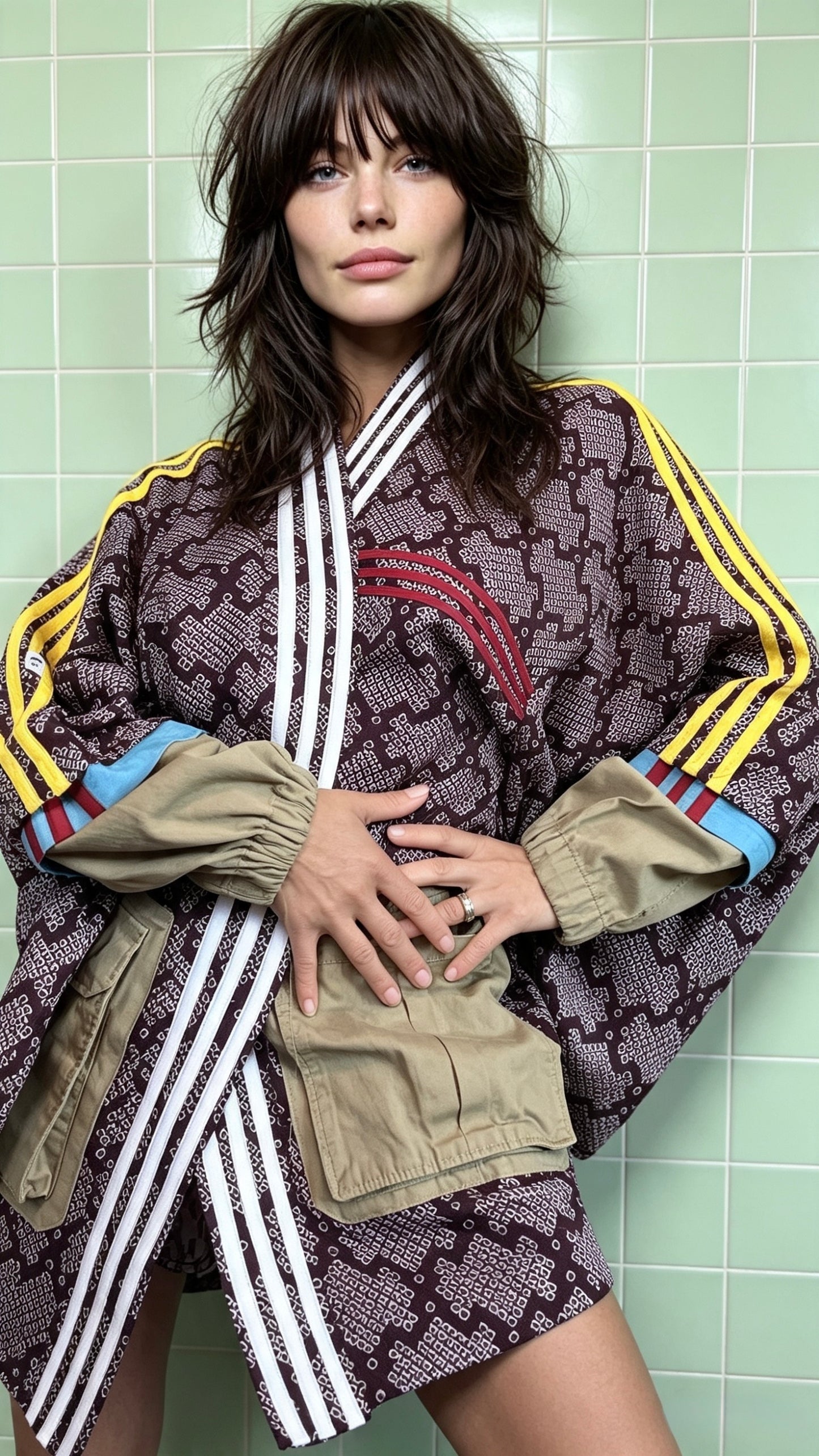 Adidas Reworked Cocoa Plum Textured Silk Kimono