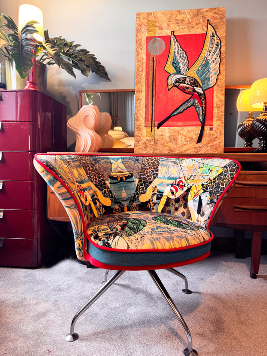 Tonon chair- reupholstered in BlackPopuk Walladawn Velvet
