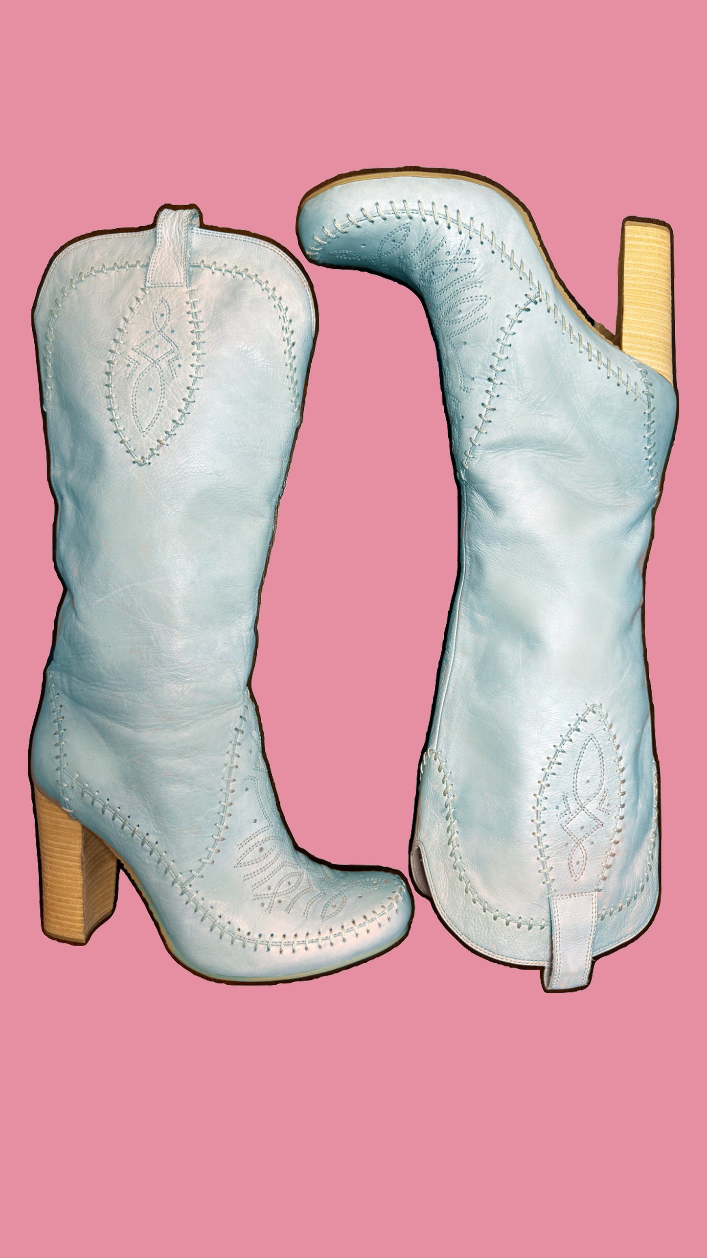 Cowboy/Mocassin boot- duck egg colourway.