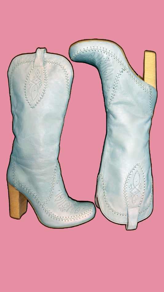 Cowboy/Mocassin boot- duck egg colourway.