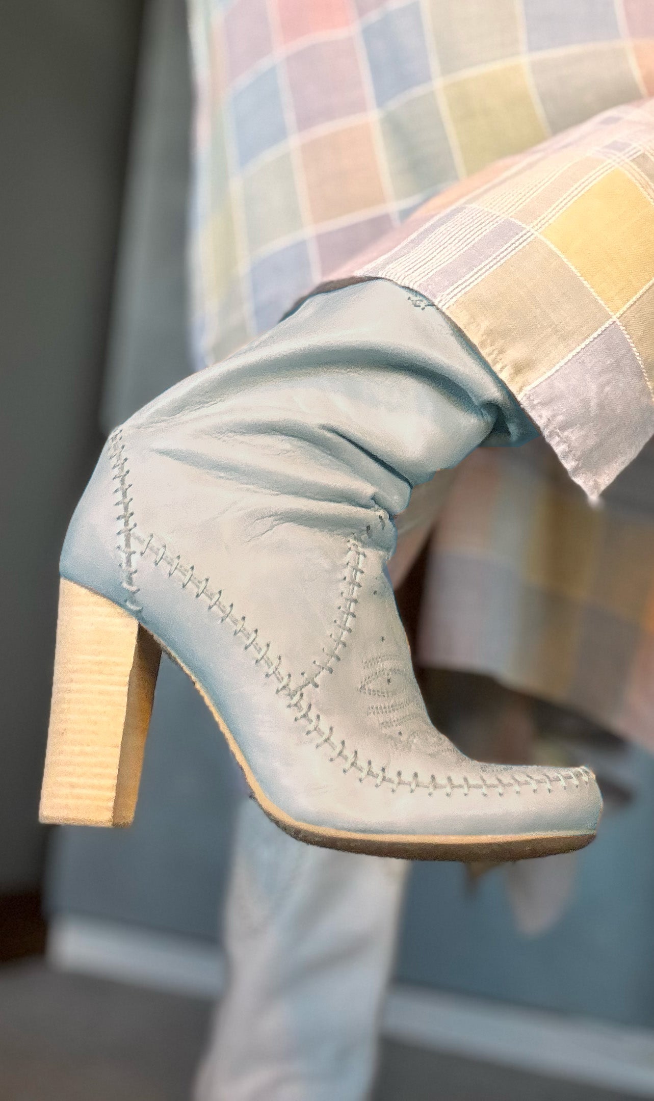 Cowboy/Mocassin boot- duck egg colourway.
