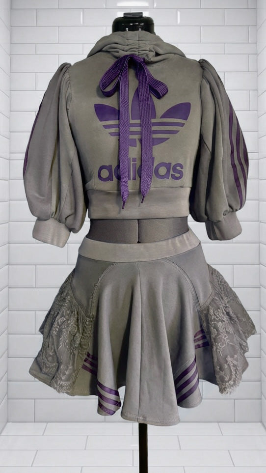 grey and purplw adidas co-ord